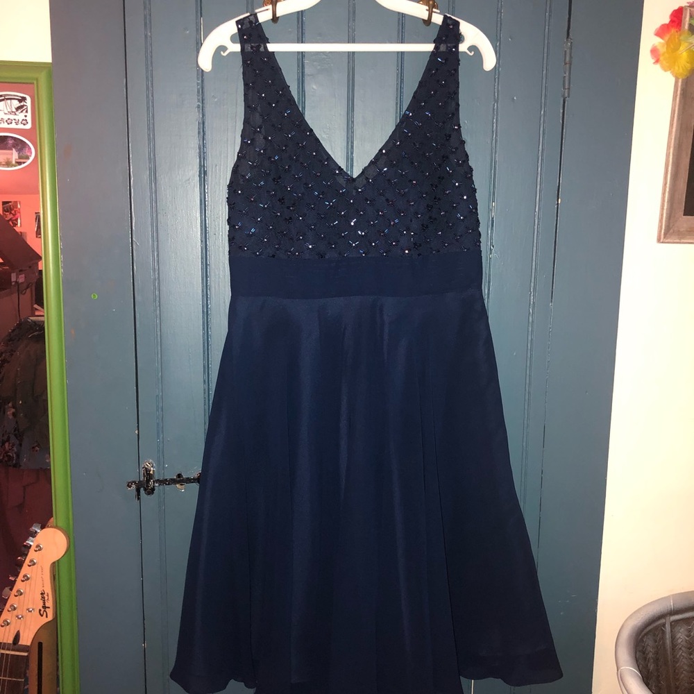 Midnight blue JS boutique chiffon cocktail dress